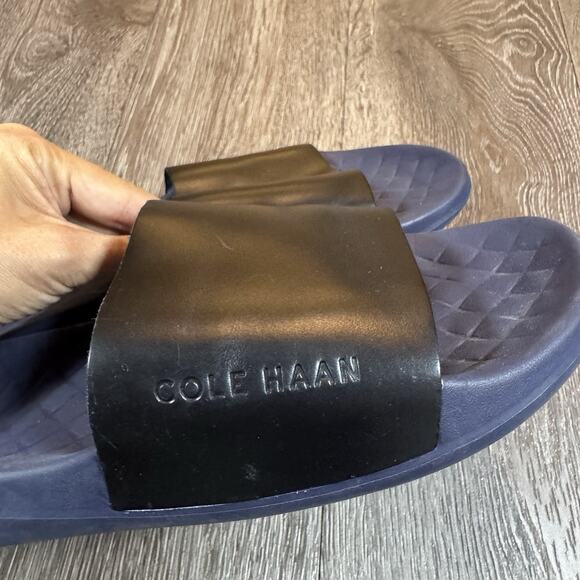 Cole Haan Grandpro Black Blue Leather Slip On Slides Sandals Sz 9 M main image 8